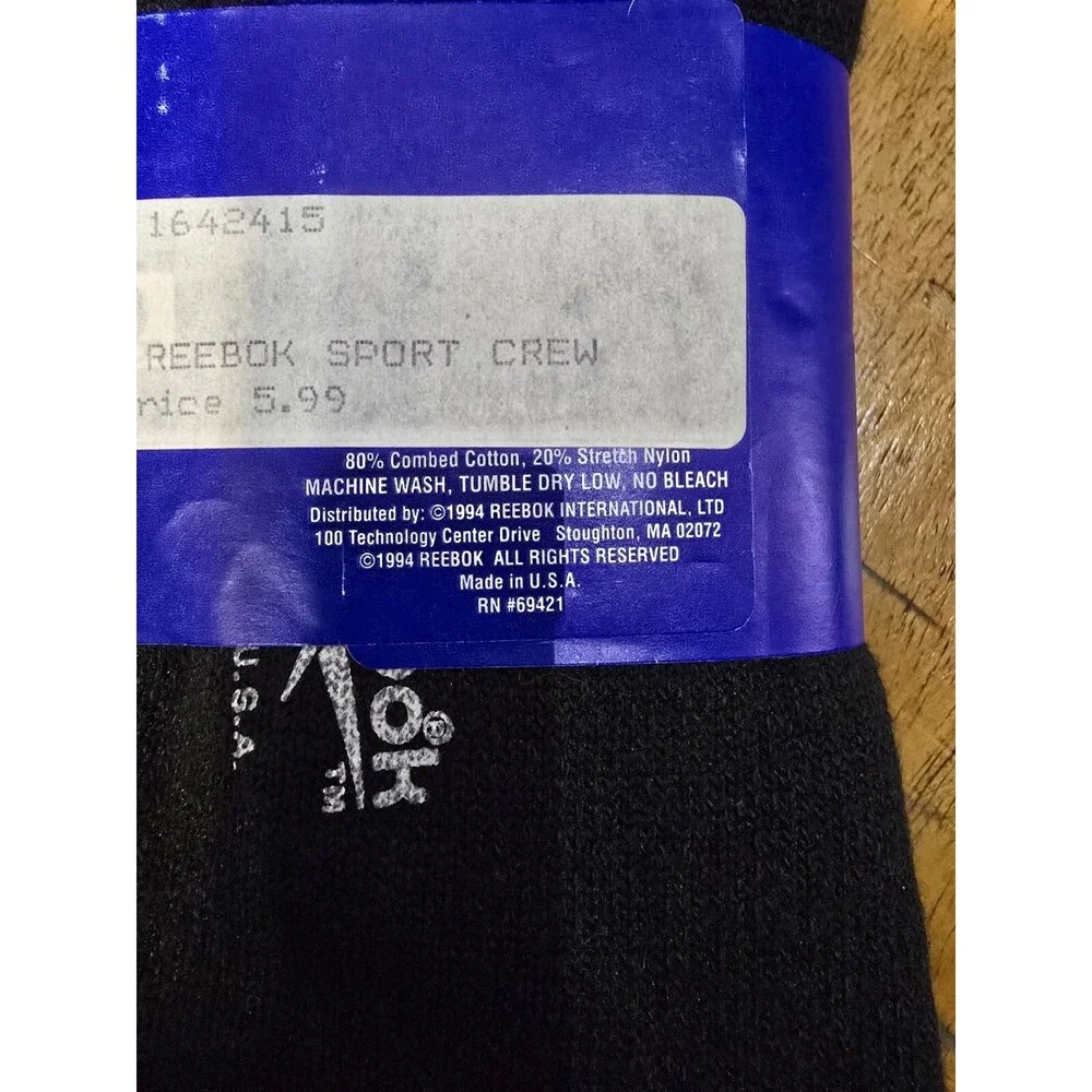 NOS Vintage 90s Reebok Black Golf Sport Crew Dress Casual Socks Size 10-13